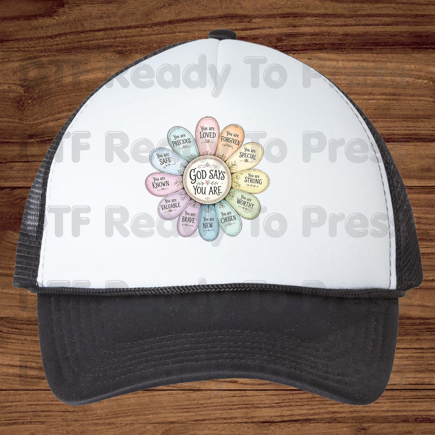 God Says You Are Flower DTF Transfer Ready to Press Christian Mental Health UV DTF Sticker Daily Affirmations Faith Scripture Heat Transfer for Shirts