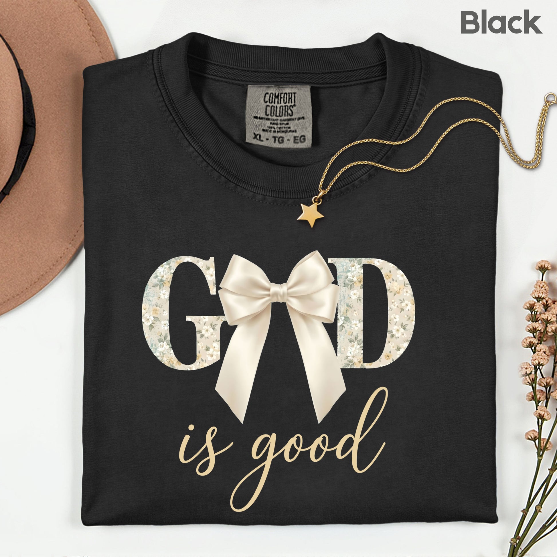 God is Good Comfort Colors T Shirt Christian Floral Tees Jesus Faith Apparel Tank Top Religious Bible Verse Long Sleeve