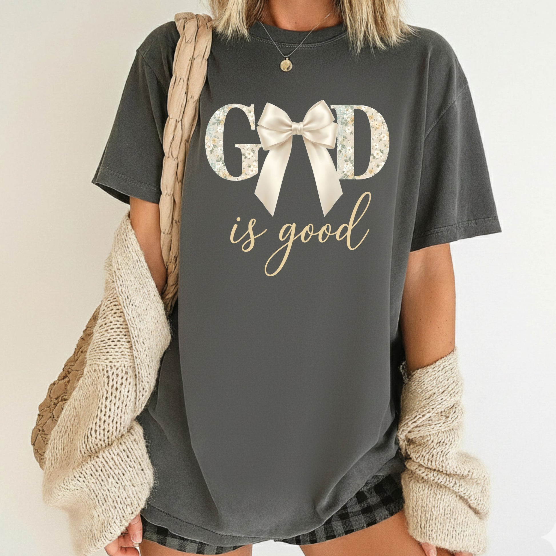 God is Good Comfort Colors T Shirt Christian Floral Tees Jesus Faith Apparel Tank Top Religious Bible Verse Long Sleeve