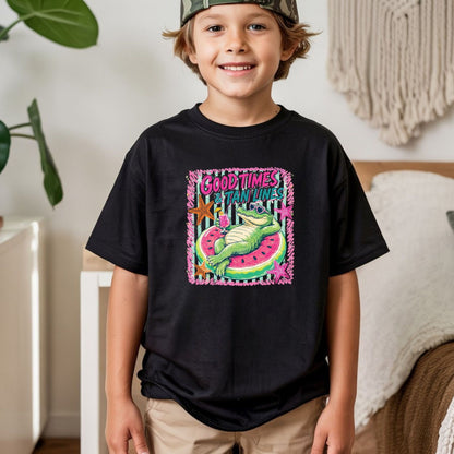 Good Times & Tan Lines Alligator DTF Transfer Ready to Press Summer Vacation UV DTF Sticker Watermelon Float Heat Transfer for Shirts