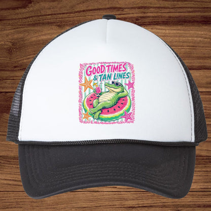 Good Times & Tan Lines Alligator DTF Transfer Ready to Press Summer Vacation UV DTF Sticker Watermelon Float Heat Transfer for Shirts