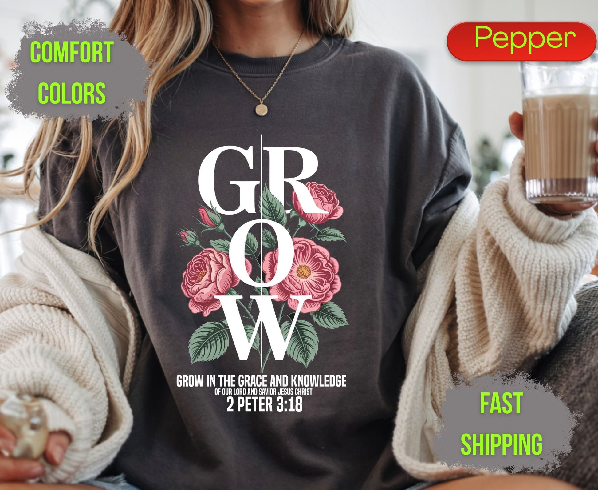 Grow Floral Comfort Colors T Shirts Vintage Rose Tee Cute Botanical Wildflower Shirt Cottagecore Garden Graphic Gifts for Flower Lovers