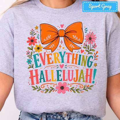 Hallelujah Floral Christian T-Shirt, Orange Bow Thanksgiving Sweatshirt