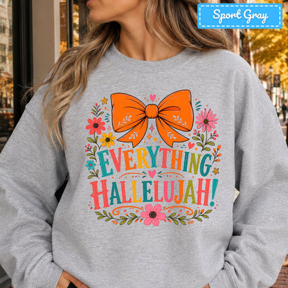 Hallelujah Floral Christian T-Shirt, Orange Bow Thanksgiving Sweatshirt