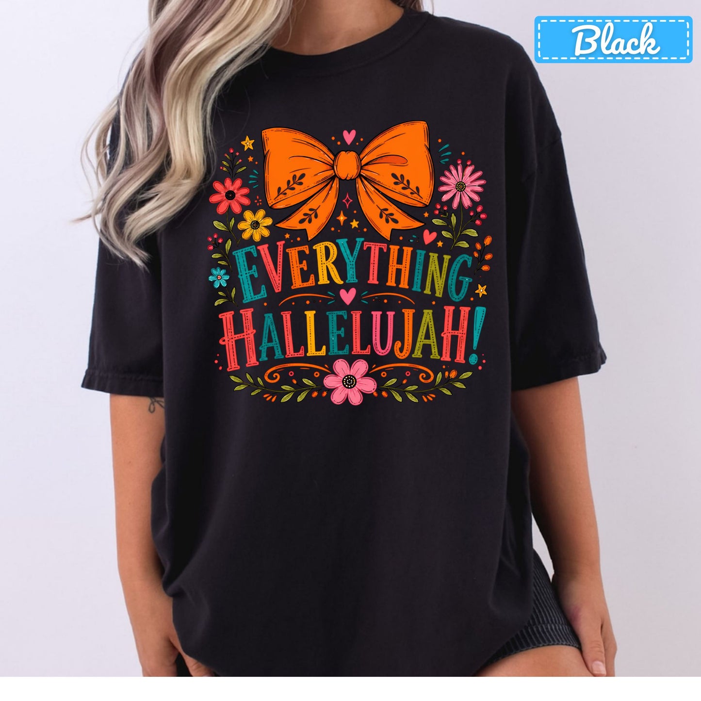 Hallelujah Floral Christian T-Shirt, Orange Bow Thanksgiving Sweatshirt