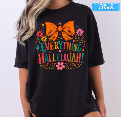Hallelujah Floral Christian T-Shirt, Orange Bow Thanksgiving Sweatshirt