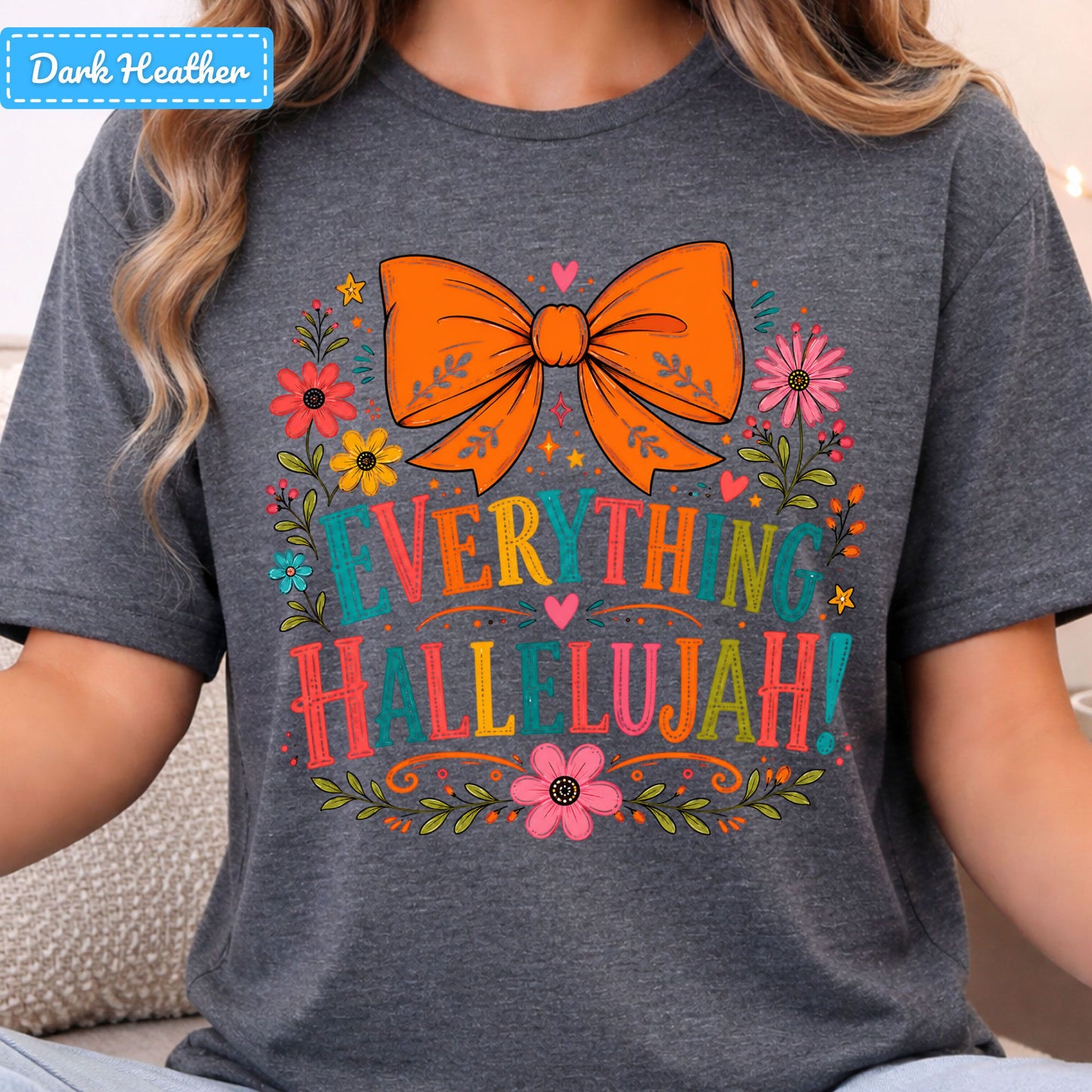 Hallelujah Floral Christian T-Shirt, Orange Bow Thanksgiving Sweatshirt