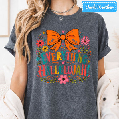Hallelujah Floral Christian T-Shirt, Orange Bow Thanksgiving Sweatshirt
