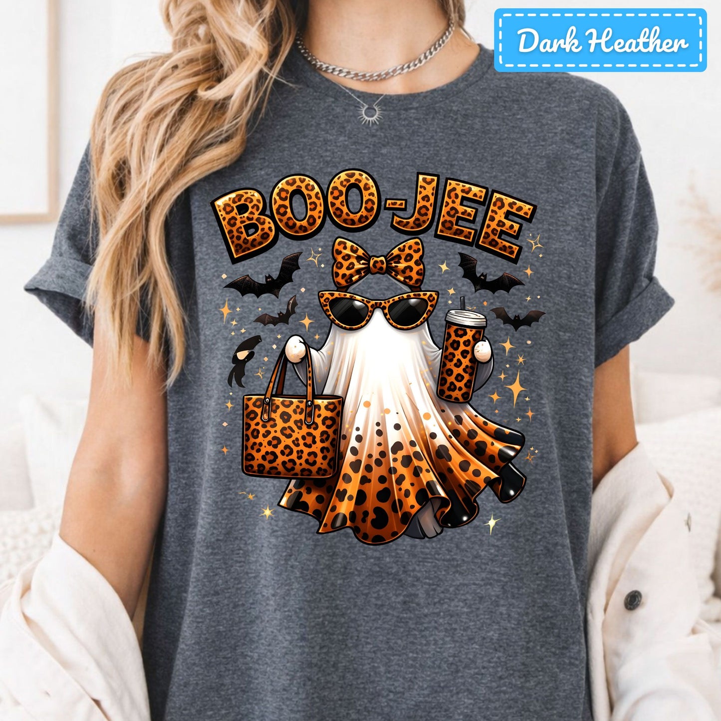 Halloween Boojee Ghost T-Shirt, Leopard Print Sweatshirt, Fall Halloween Tee