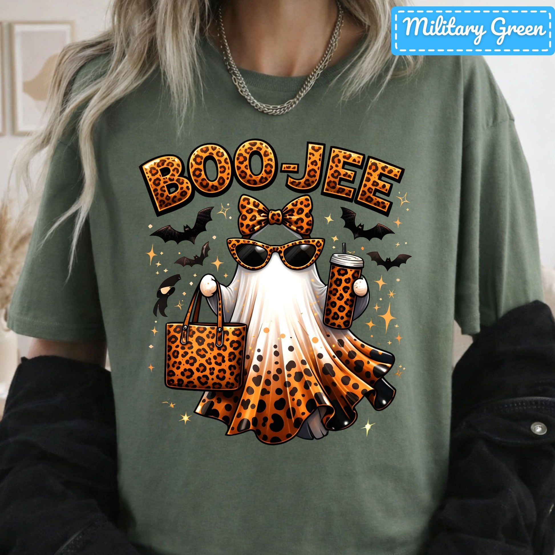 Halloween Boojee Ghost T-Shirt, Leopard Print Sweatshirt, Fall Halloween Tee