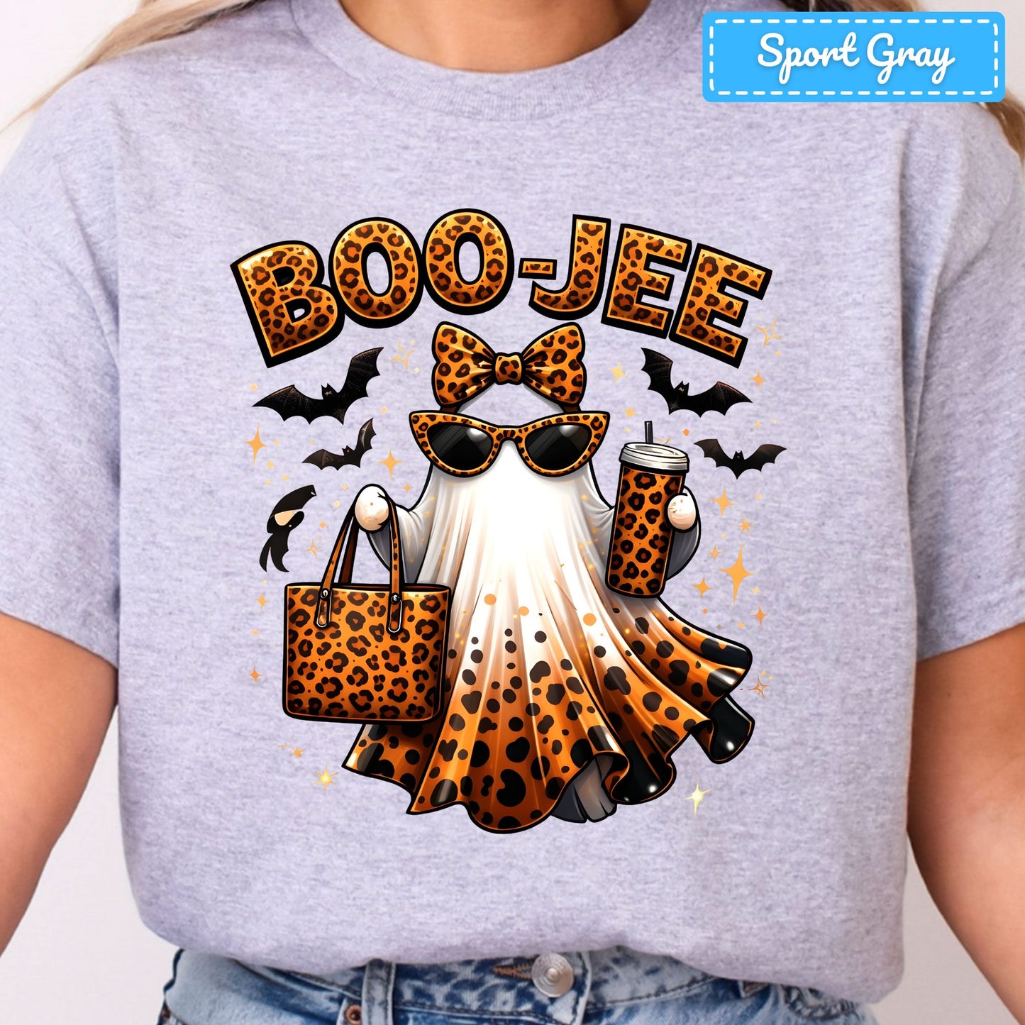 Halloween Boojee Ghost T-Shirt, Leopard Print Sweatshirt, Fall Halloween Tee