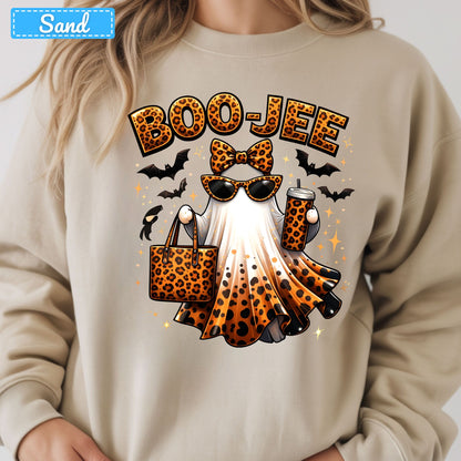 Halloween Boojee Ghost T-Shirt, Leopard Print Sweatshirt, Fall Halloween Tee
