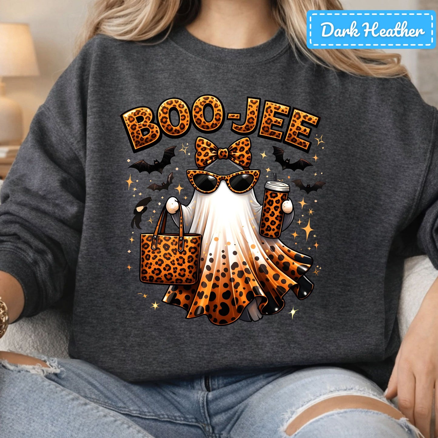 Halloween Boojee Ghost T-Shirt, Leopard Print Sweatshirt, Fall Halloween Tee