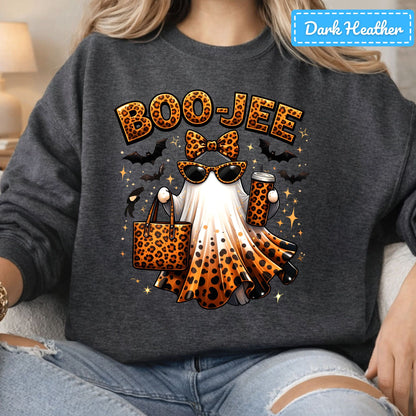 Halloween Boojee Ghost T-Shirt, Leopard Print Sweatshirt, Fall Halloween Tee