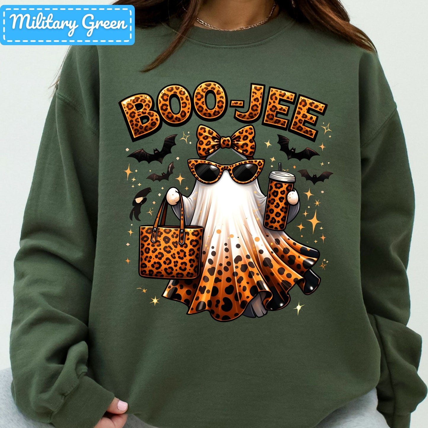 Halloween Boojee Ghost T-Shirt, Leopard Print Sweatshirt, Fall Halloween Tee