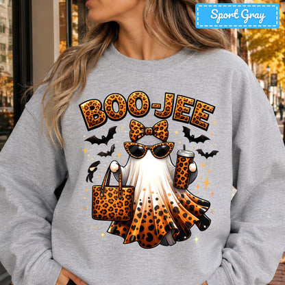 Halloween Boojee Ghost T-Shirt, Leopard Print Sweatshirt, Fall Halloween Tee