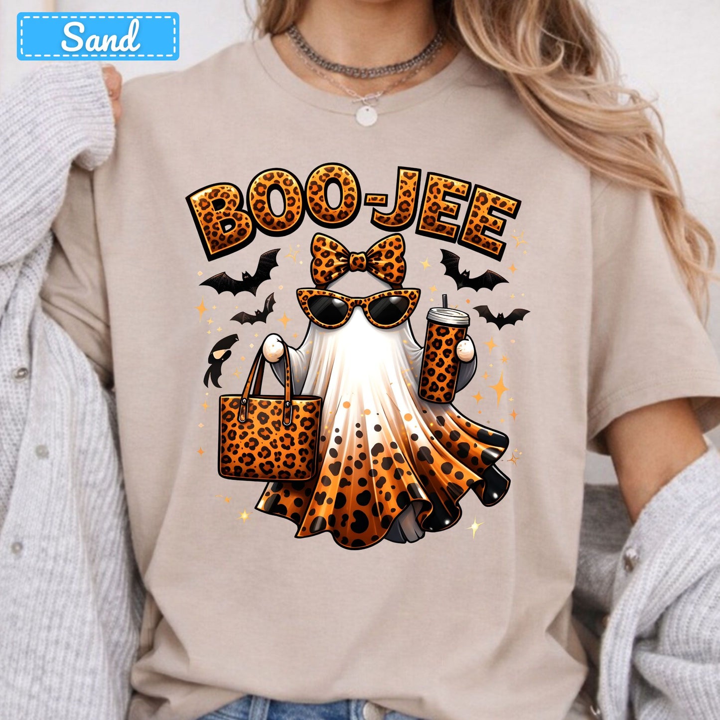 Halloween Boojee Ghost T-Shirt, Leopard Print Sweatshirt, Fall Halloween Tee