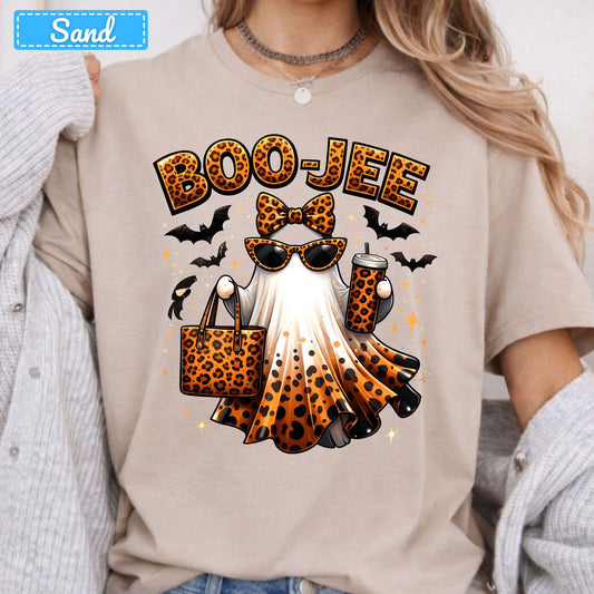 Halloween Boojee Ghost T-Shirt, Leopard Print Sweatshirt, Fall Halloween Tee