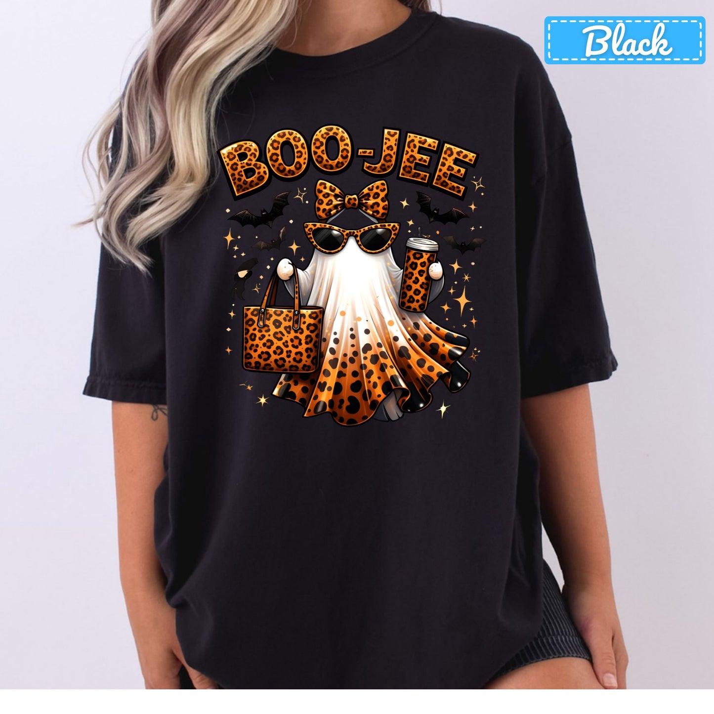 Halloween Boojee Ghost T-Shirt, Leopard Print Sweatshirt, Fall Halloween Tee