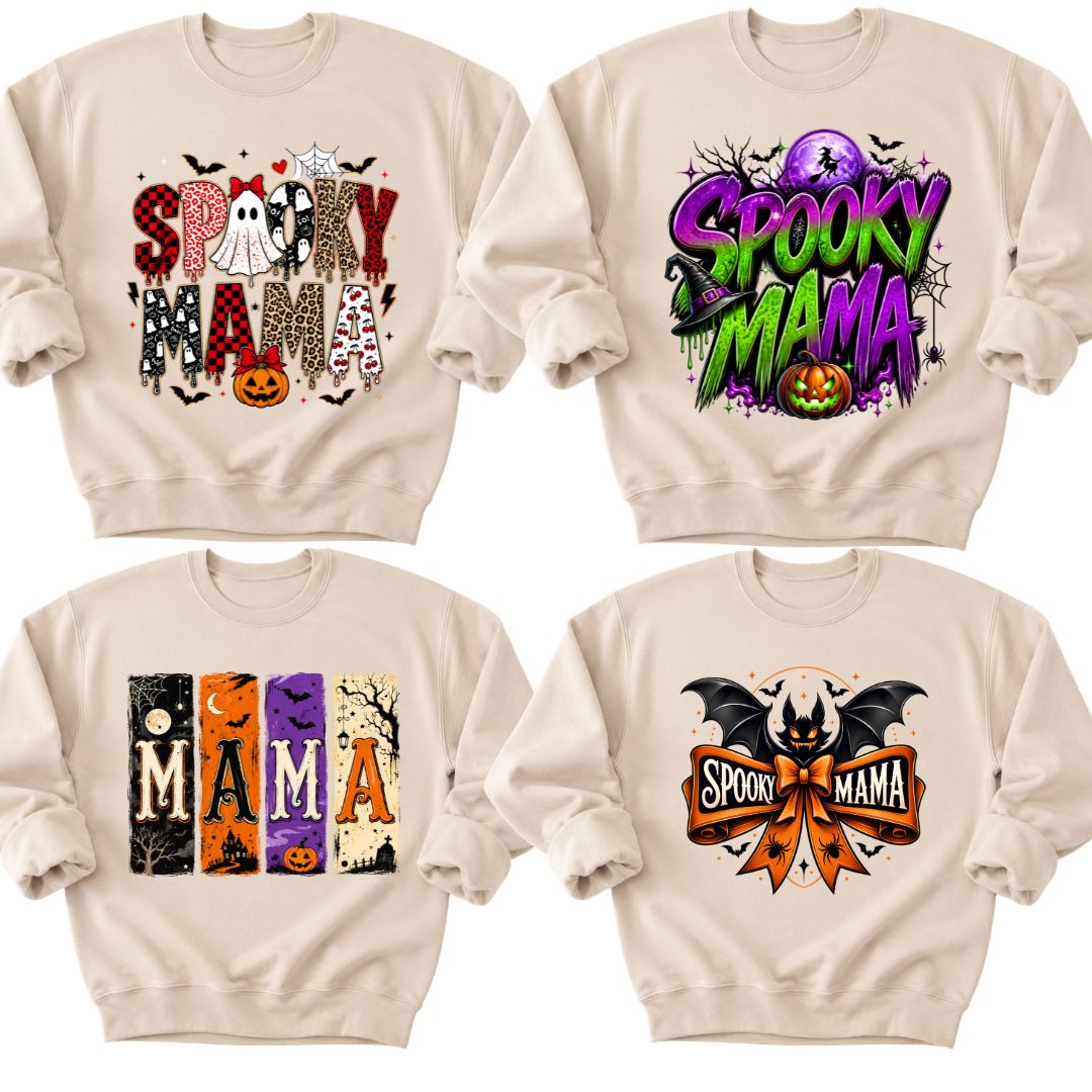 Halloween Mama Sweatshirt Spooky Mom T Shirts Fall Season Ghost Tees