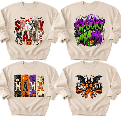 Halloween Mama Sweatshirt Spooky Mom T Shirts Fall Season Ghost Tees