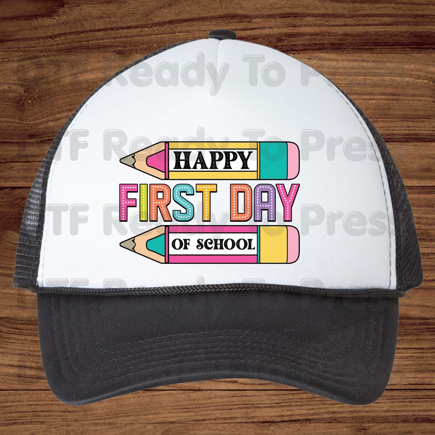 Happy First Day of School DTF Transfer Ready to Press Retro Pencil Teacher Student Back to School Heat Transfer for Shirts UV Sticker Prints