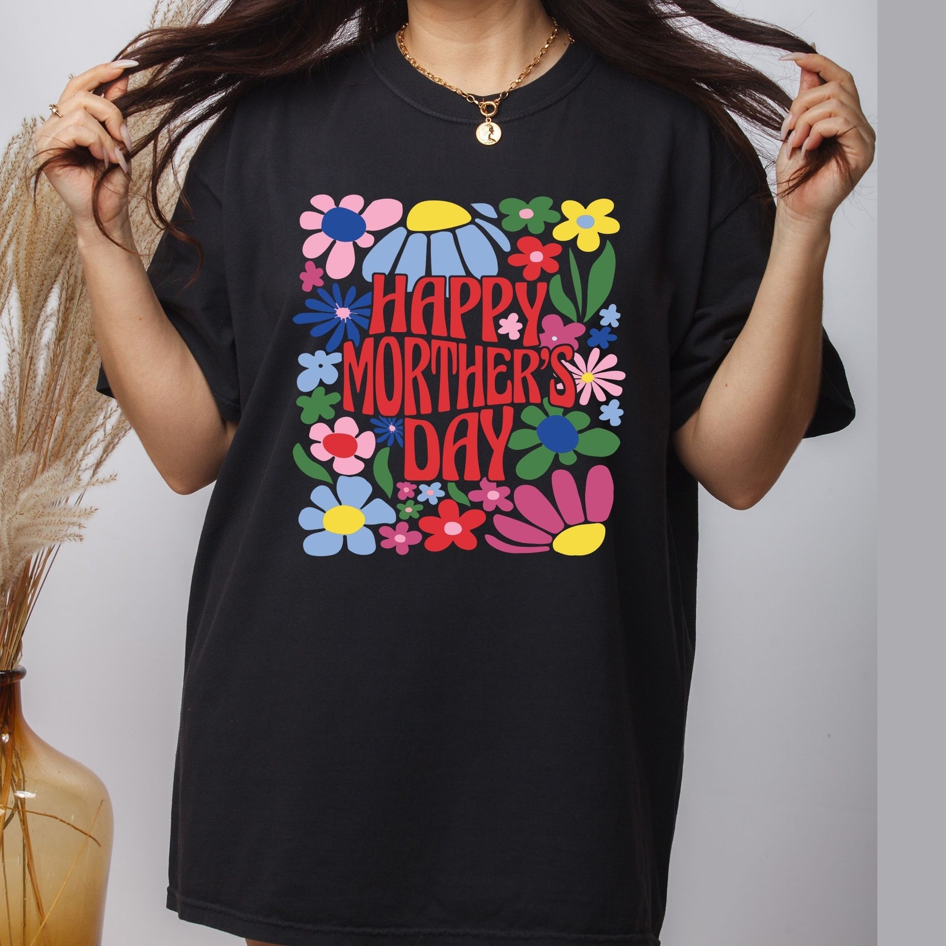 Happy Mother's Day DTF Transfer ready to Press Retro Flowers Mama Heat Transfer for Shirts Mom UV Sticker Print Mommy Iron on Transfer