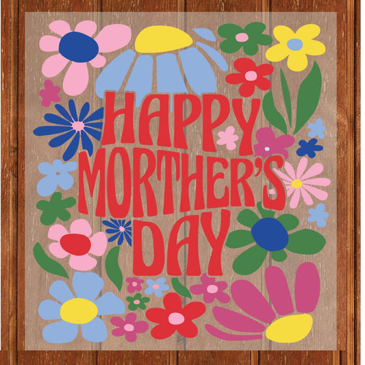 Happy Mother's Day DTF Transfer ready to Press Retro Flowers Mama Heat Transfer for Shirts Mom UV Sticker Print Mommy Iron on Transfer