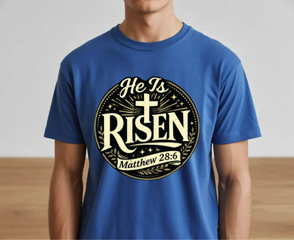 He Is Risen T Shirt Matthew 28:6 Christian Easter Shirt Religious Jesus Tee Faith Gift Sunday School Outfit Adult Youth Toddler Baby Shirt
