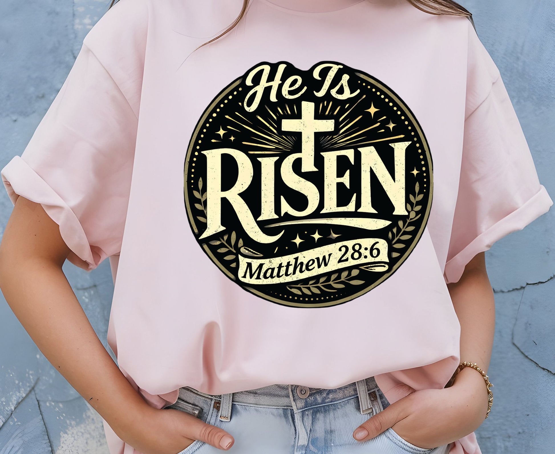 He Is Risen T Shirt Matthew 28:6 Christian Easter Shirt Religious Jesus Tee Faith Gift Sunday School Outfit Adult Youth Toddler Baby Shirt