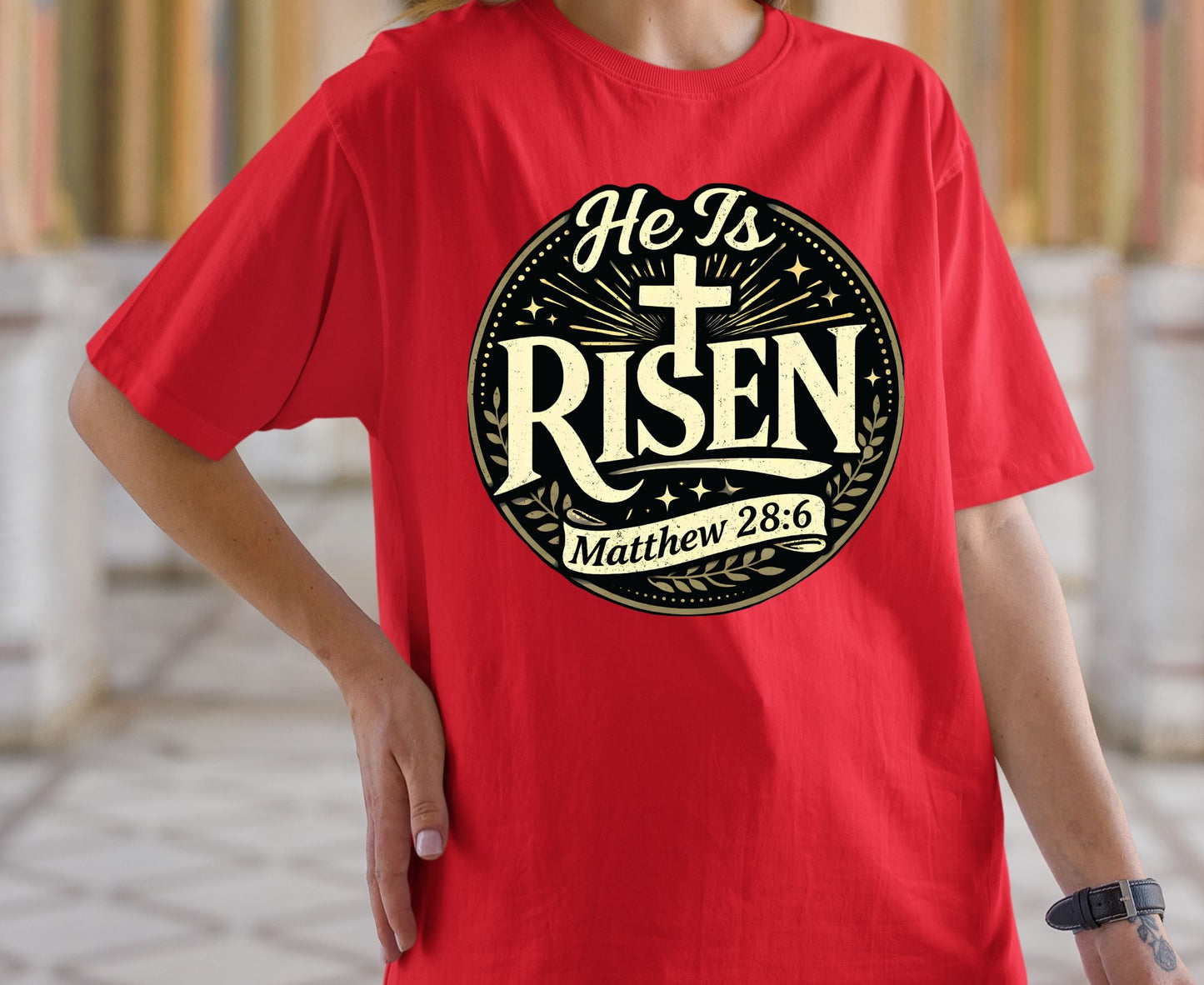 He Is Risen T Shirt Matthew 28:6 Christian Easter Shirt Religious Jesus Tee Faith Gift Sunday School Outfit Adult Youth Toddler Baby Shirt