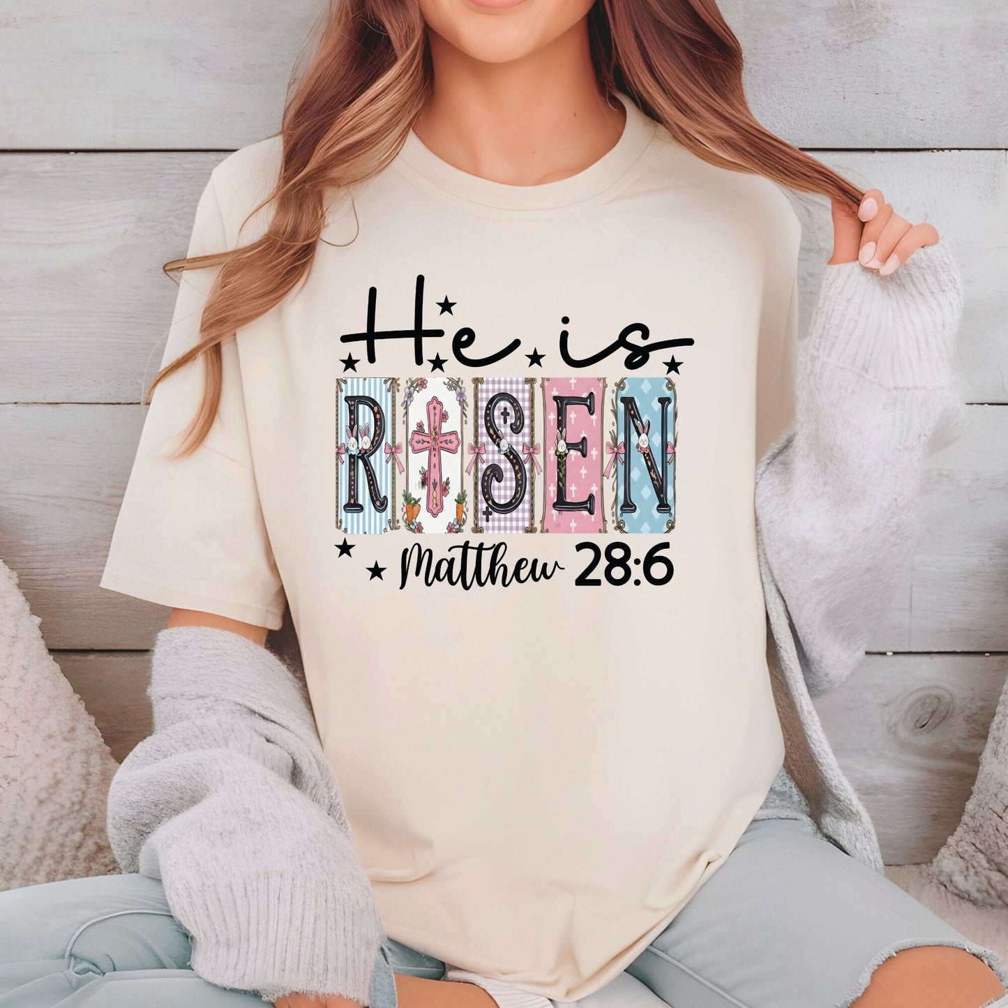 He is Risen Christian Easter DTF Transfer ready to Press Easter Day Heat Transfer for Shirts Bible Verse UV Sticker Prints