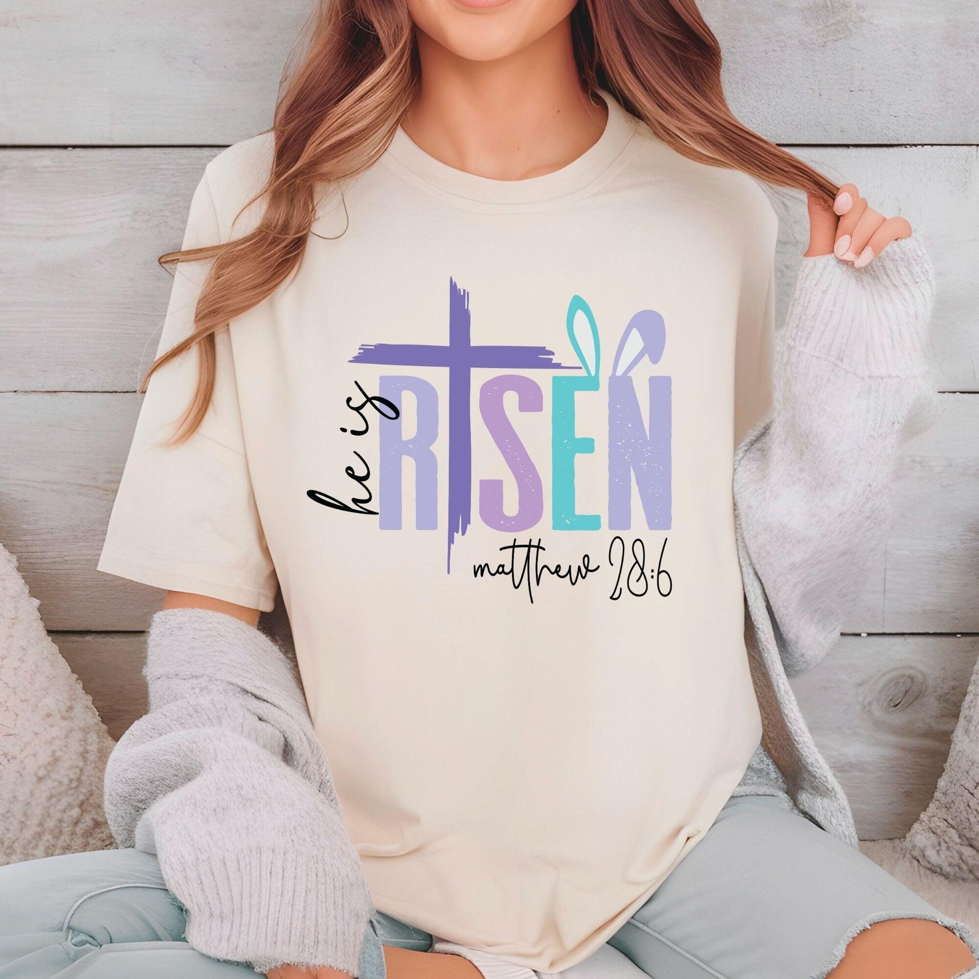 He is Risen Christian Easter DTF Transfer ready to Press Easter Day Heat Transfer for Shirts Bible Verse UV Sticker Prints