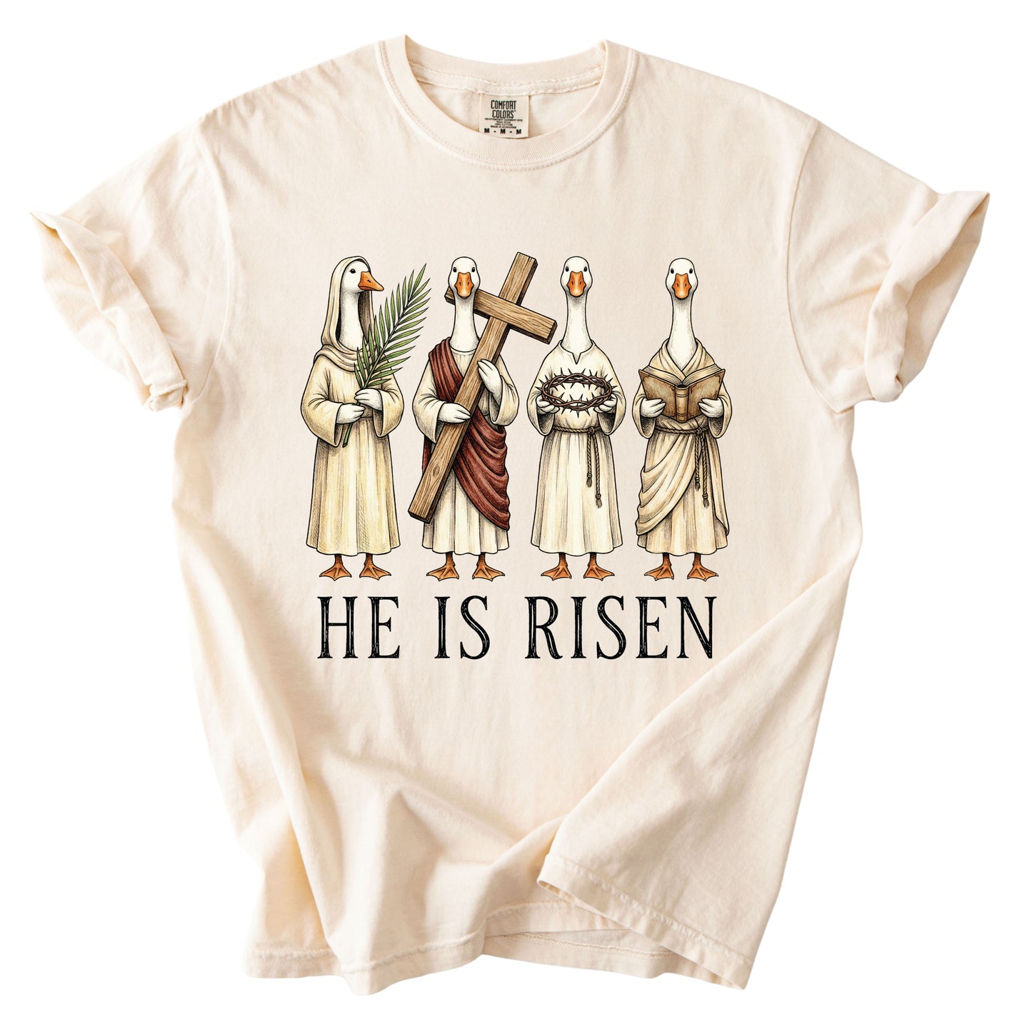 He is Risen Christian Easter Goose Comfort Colors T Shirt