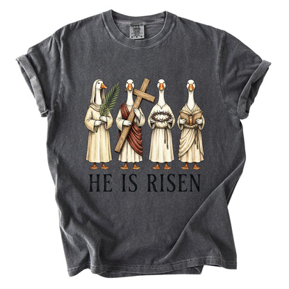 He is Risen Christian Easter Goose Comfort Colors T Shirt
