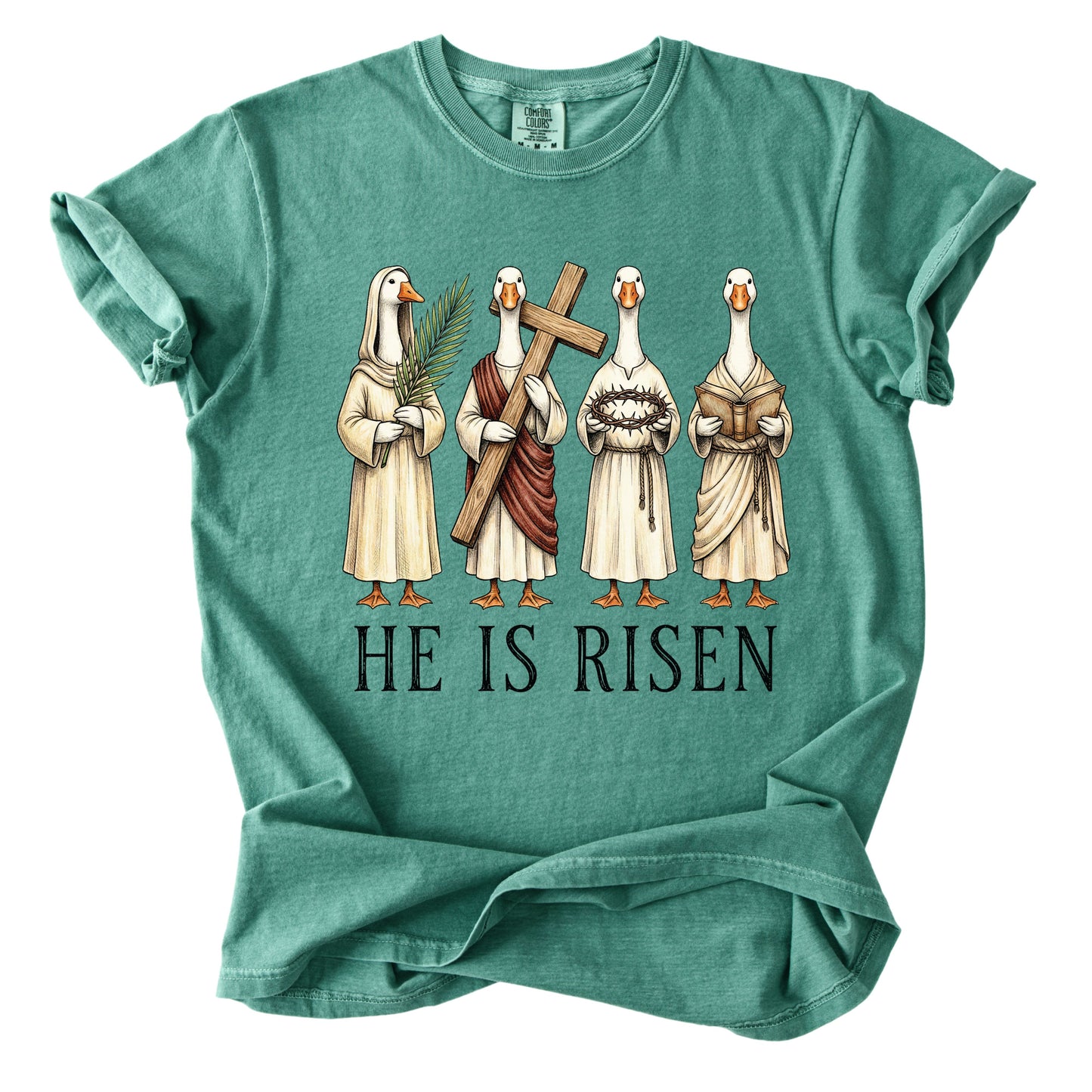 He is Risen Christian Easter Goose Comfort Colors T Shirt