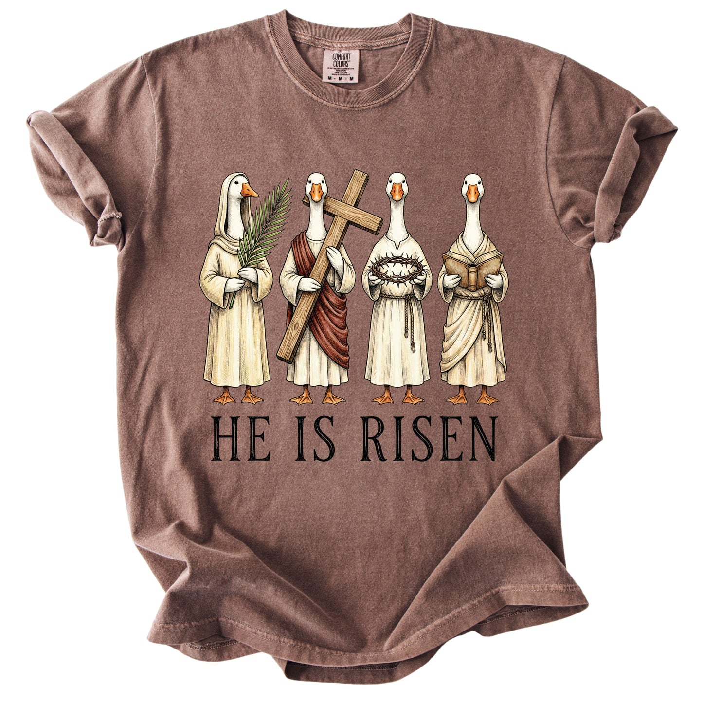 He is Risen Christian Easter Goose Comfort Colors T Shirt