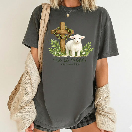 He is Risen Comfort Colors T Shirt Bible Verse Christian Easter Tees Jesus Faith Apparel Tank Top Religious Long Sleeve
