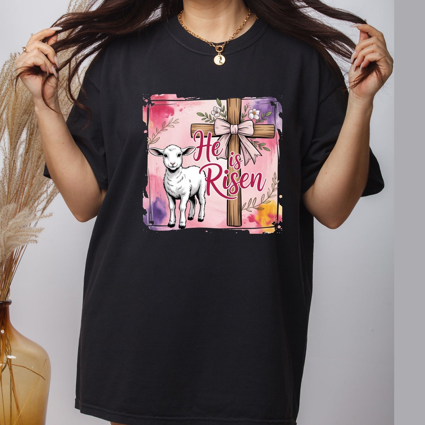 He is Risen Easter Cross DTF Transfer ready to Press
