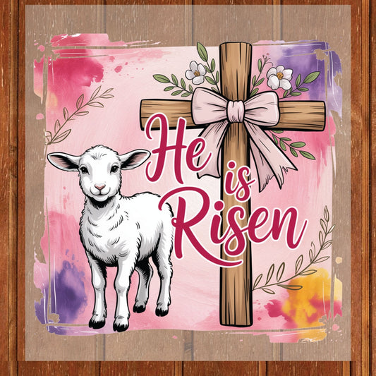 He is Risen Easter Cross DTF Transfer ready to Press Faith Based Apparel Heat Transfer for Shirts Bible Verse UV Sticker Prints