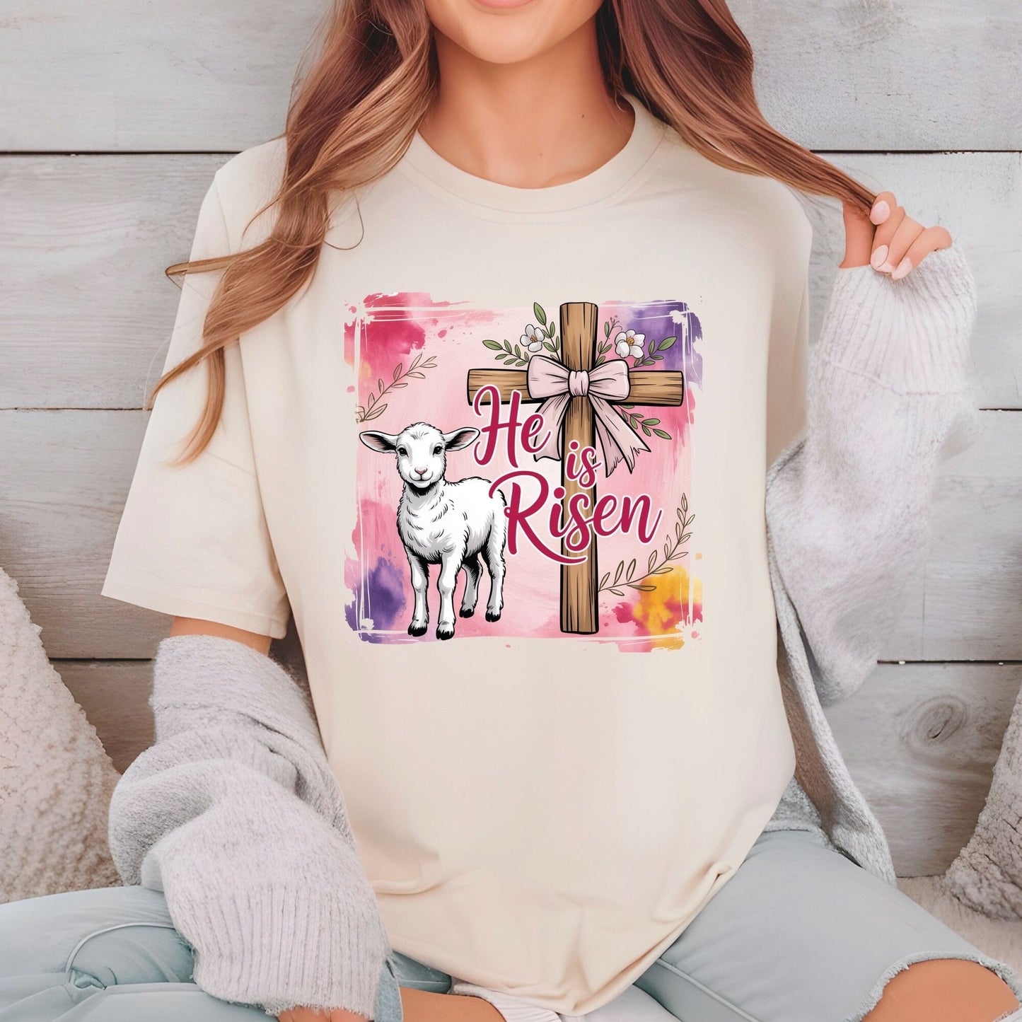 He is Risen Easter Cross DTF Transfer ready to Press Faith Based Apparel Heat Transfer for Shirts Bible Verse UV Sticker Prints