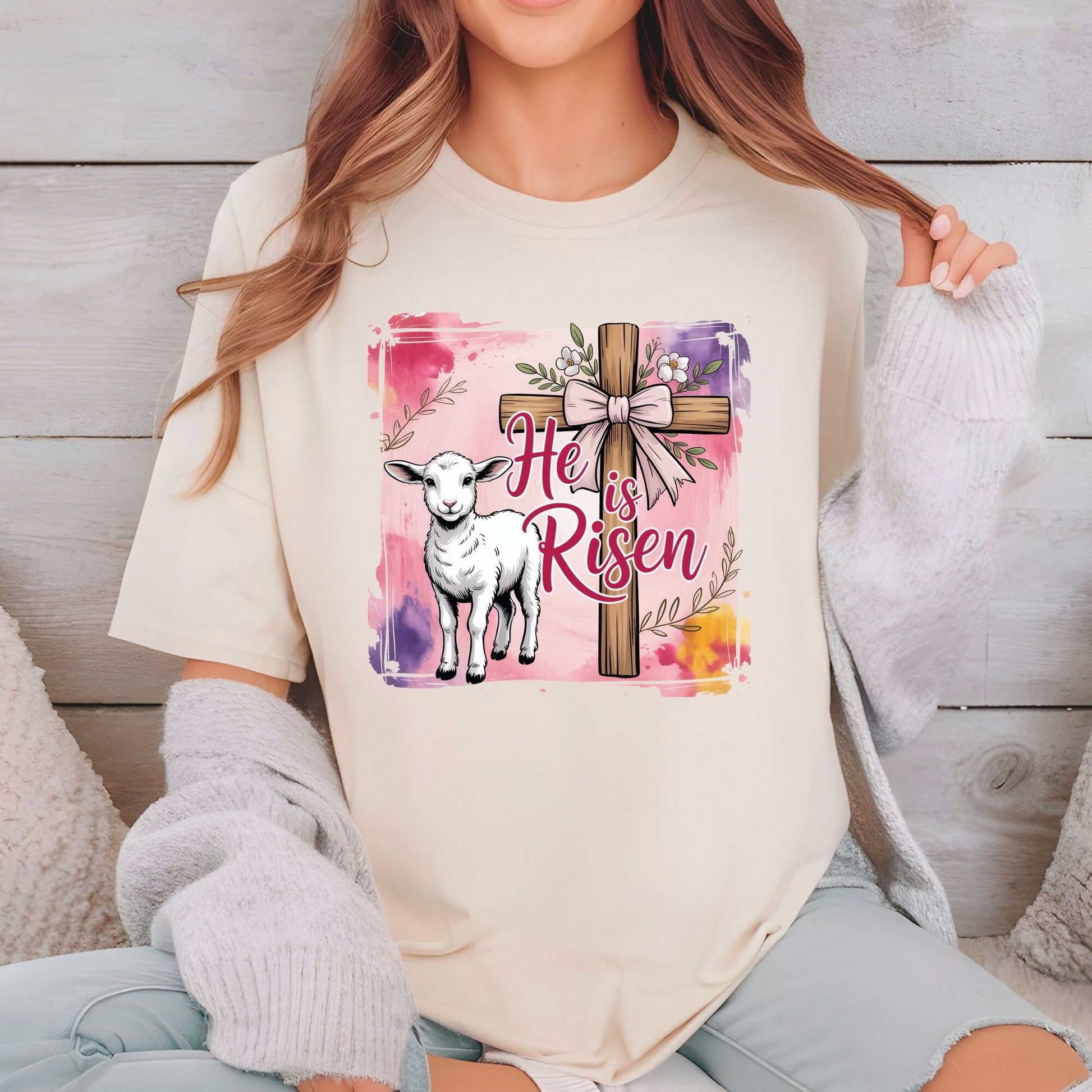 He is Risen Easter Cross DTF Transfer ready to Press Faith Based Apparel Heat Transfer for Shirts Bible Verse UV Sticker Prints