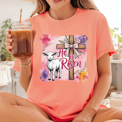 He is Risen Easter Cross DTF Transfer ready to Press