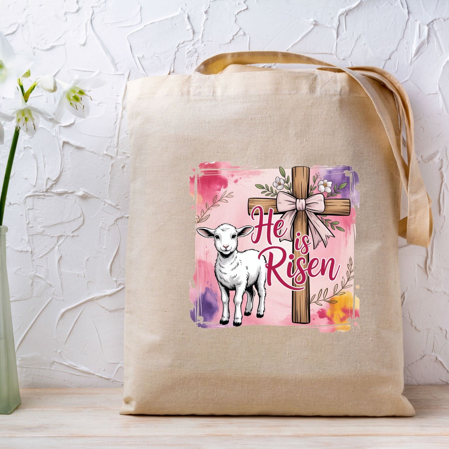 He is Risen Easter Cross DTF Transfer ready to Press
