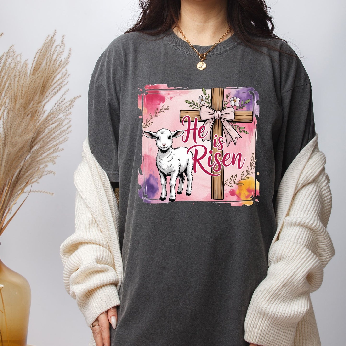 He is Risen Easter Cross DTF Transfer ready to Press