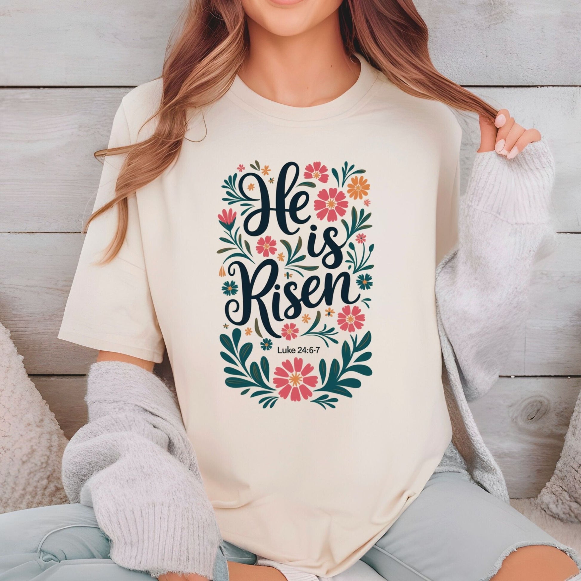 He is Risen Floral DTF Transfer ready to Press Christian Easter Heat Transfer for Shirts Bible Verse UV Sticker Prints