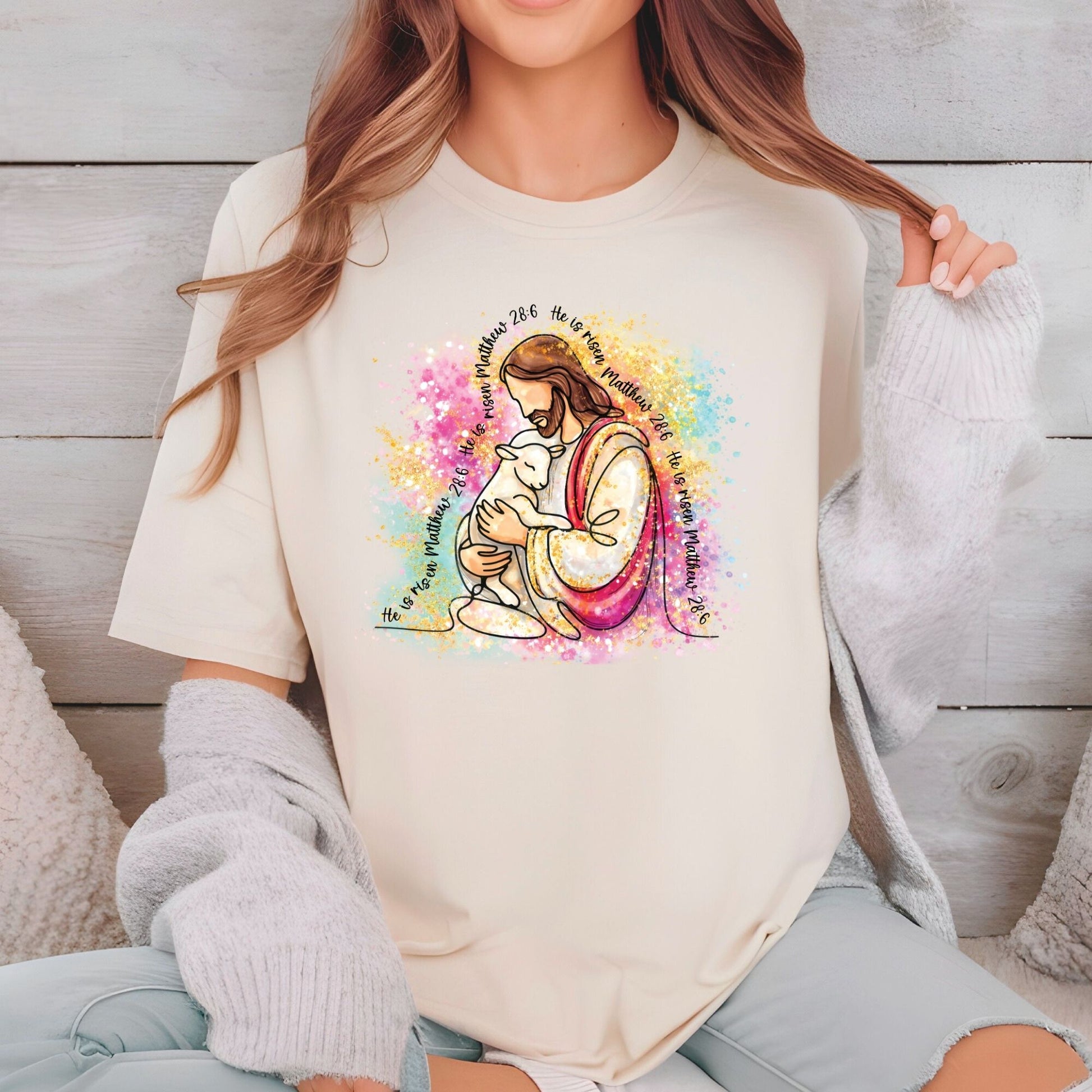 He is Risen Jesus DTF Transfer ready to Press Funny Character Easter Faith Heat Transfer for Shirts Bible Verse UV Sticker Prints