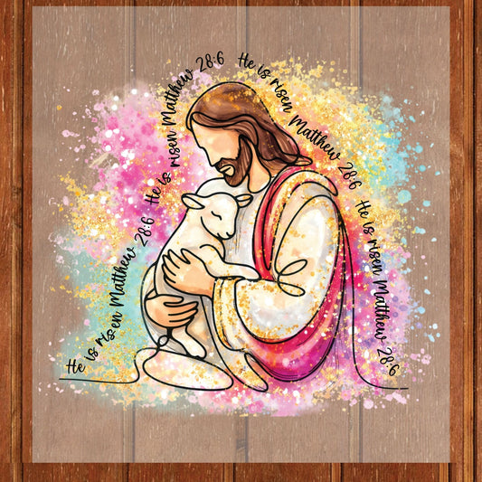 He is Risen Jesus DTF Transfer ready to Press Funny Character Easter Faith Heat Transfer for Shirts Bible Verse UV Sticker Prints
