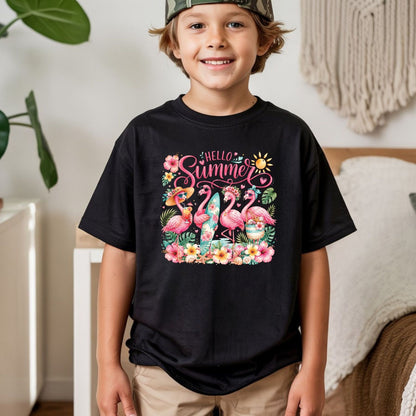 Hello Summer Flamingos DTF Transfer Ready to Press Tropical Beach UV DTF Sticker Flamingo Lover Heat Transfer for Shirts