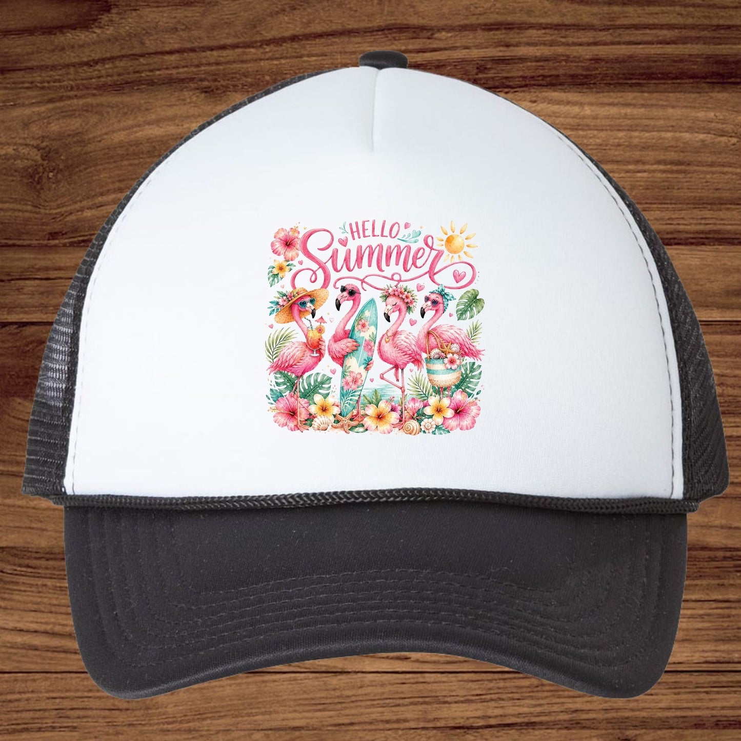 Hello Summer Flamingos DTF Transfer Ready to Press Tropical Beach UV DTF Sticker Flamingo Lover Heat Transfer for Shirts